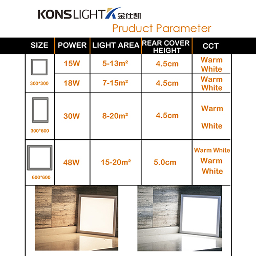 Kons-Best 15w-48w Led Pendant Panel Light 3000k-6000k High-1